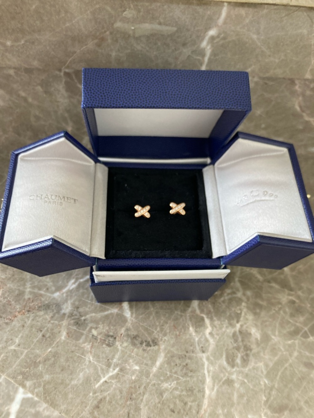 CHAUMET Rose Gold X-Shape Stud Earrings